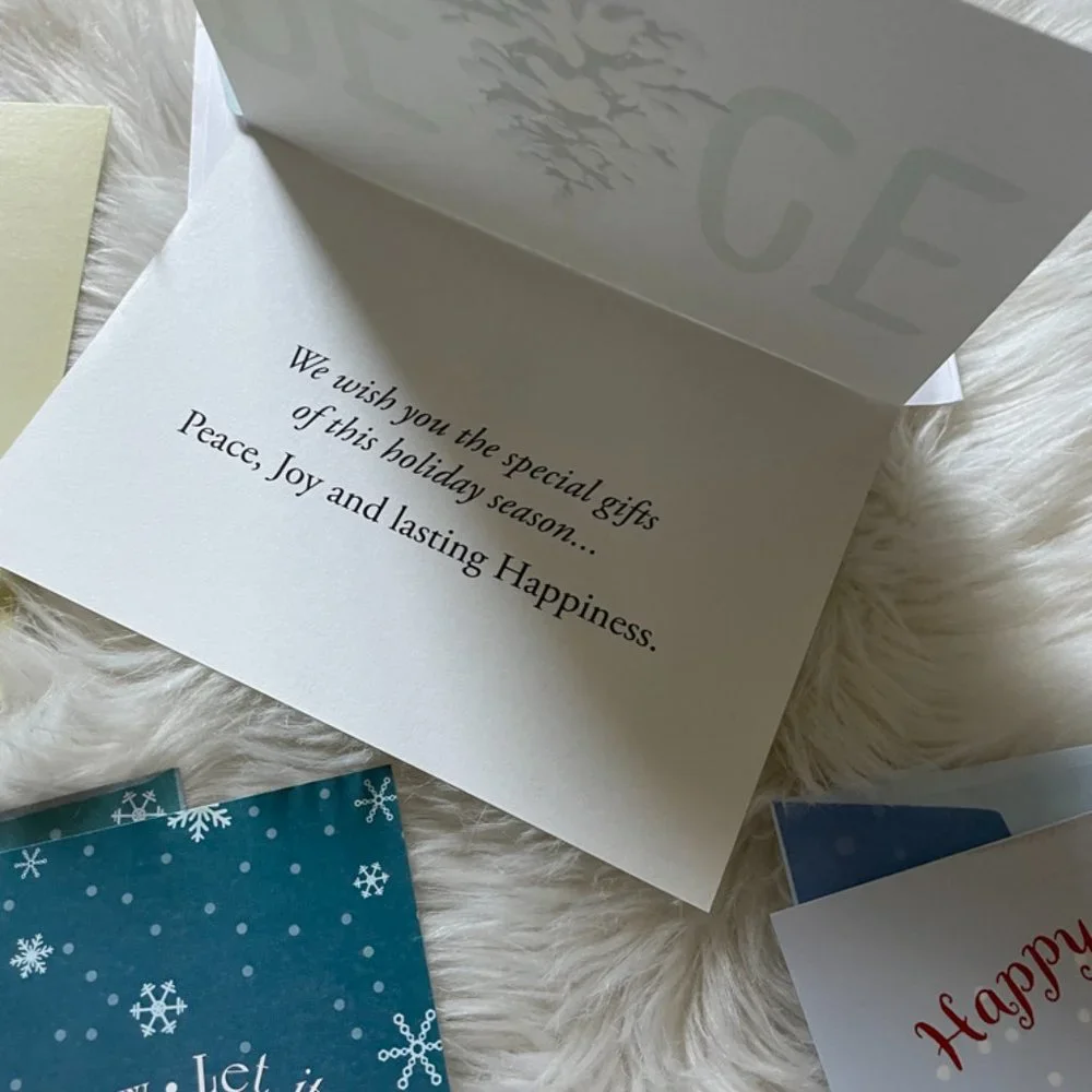 Holiday Card set 16 cards w/ matching envelopes, 14 to/from, 12 envelope seals